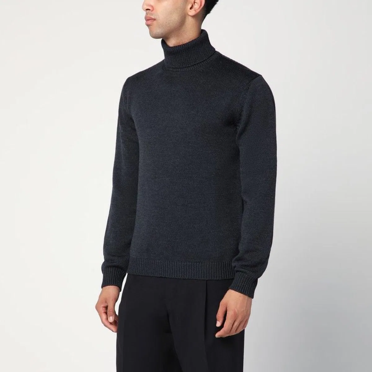 Anthracite Grey Wool Turtleneck Sweater