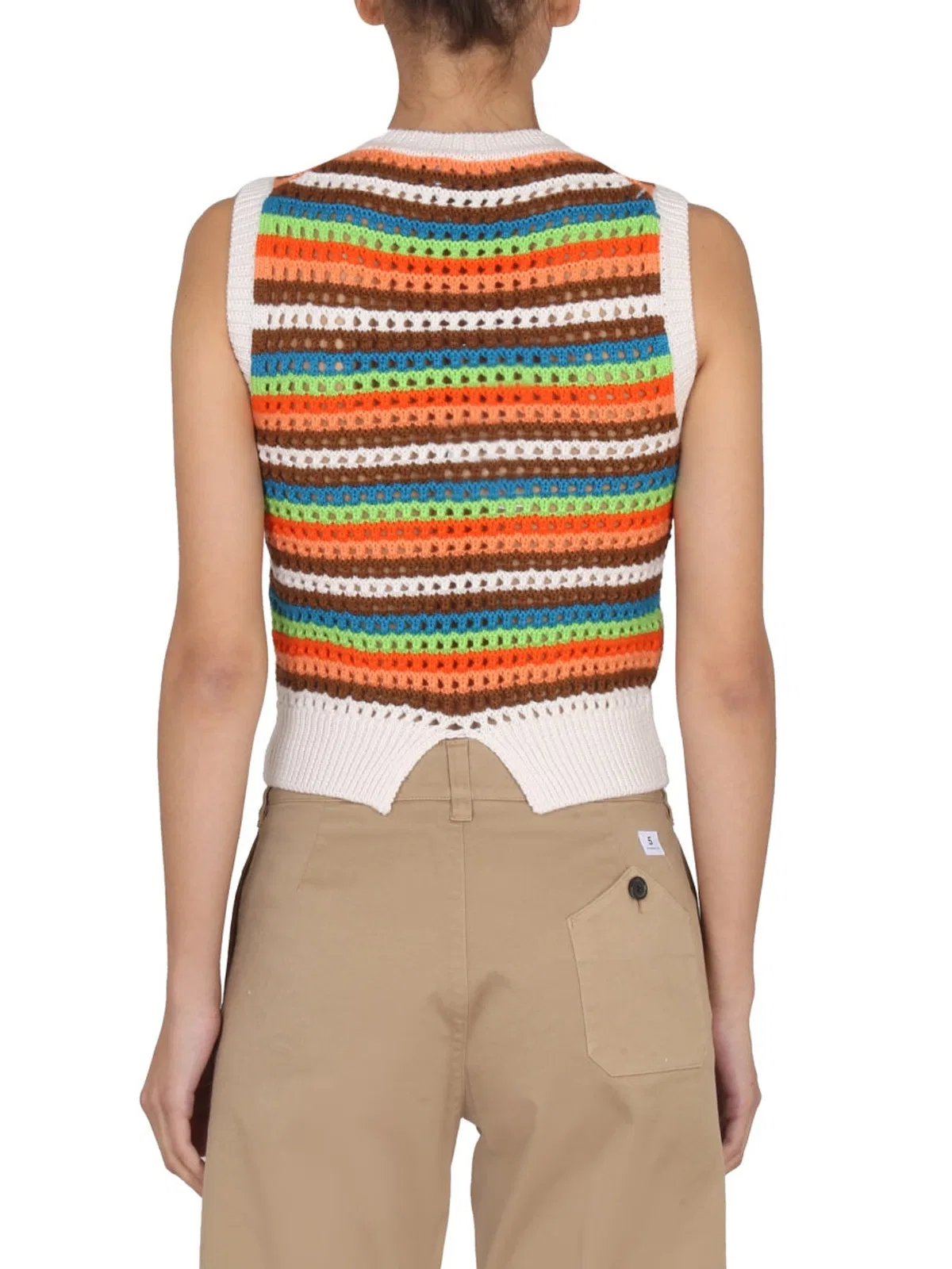 Department Five Patty Cropped Knit Striped Sleeveless Top In Multicolor