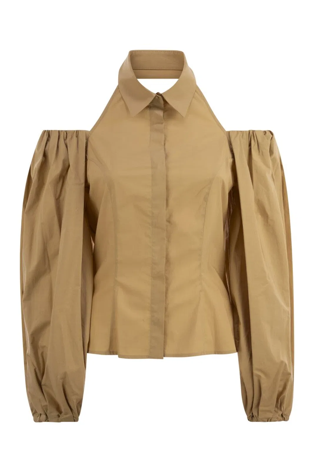 Cotton Shirt With Balloon Sleeves