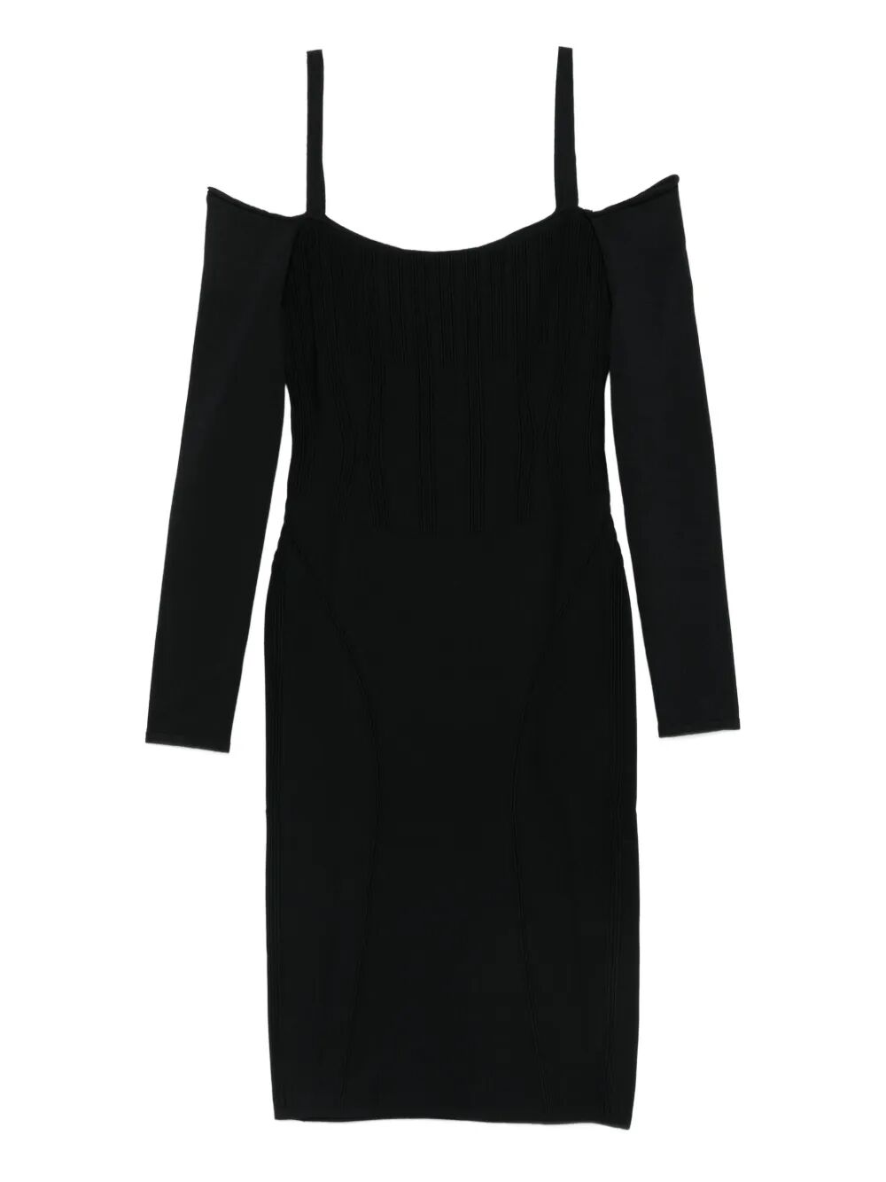Off Shoulder Long Sleeve Midi Dress
