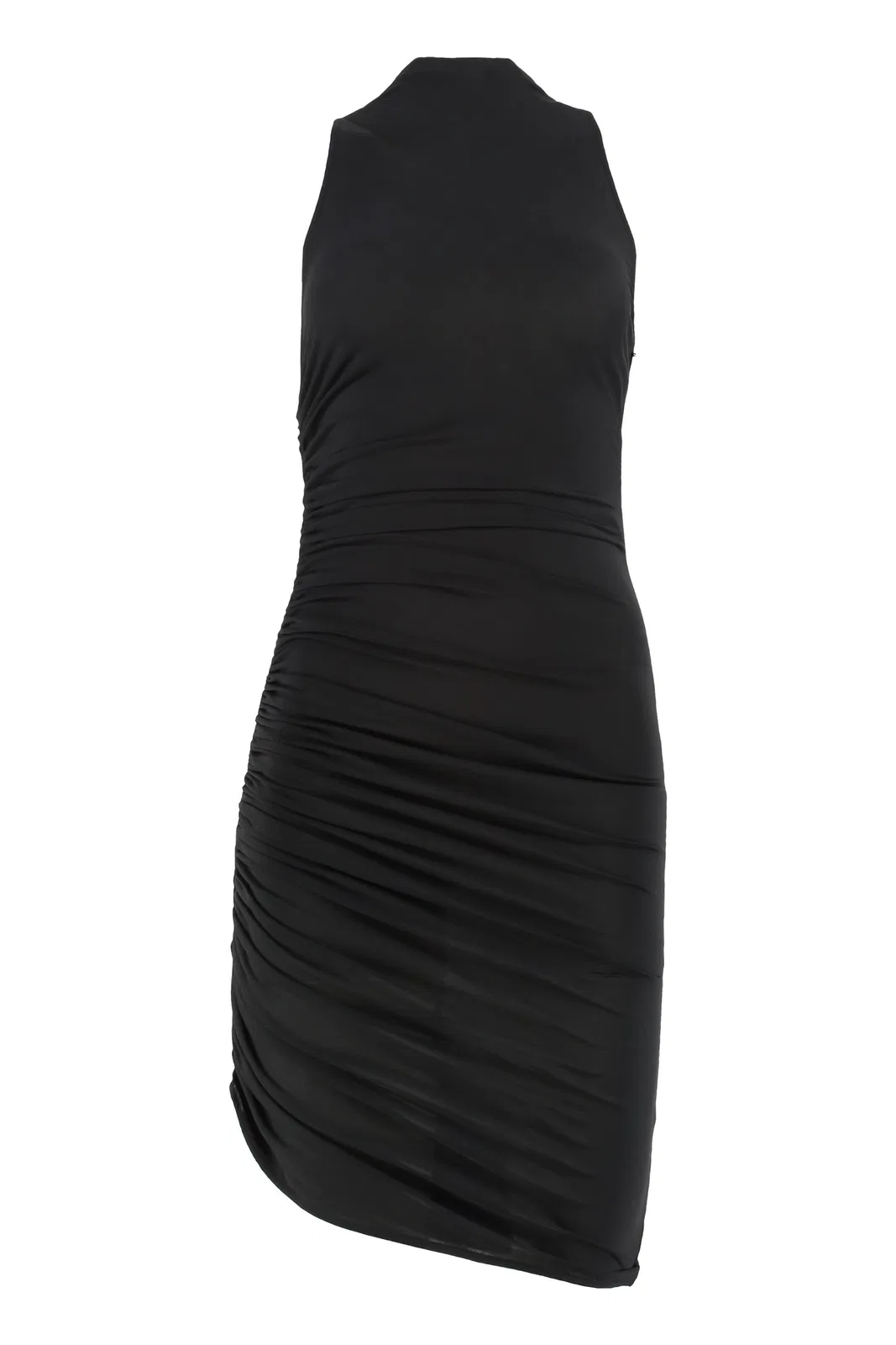 Jacquemus Black Wool Ruched Detailing Dresses