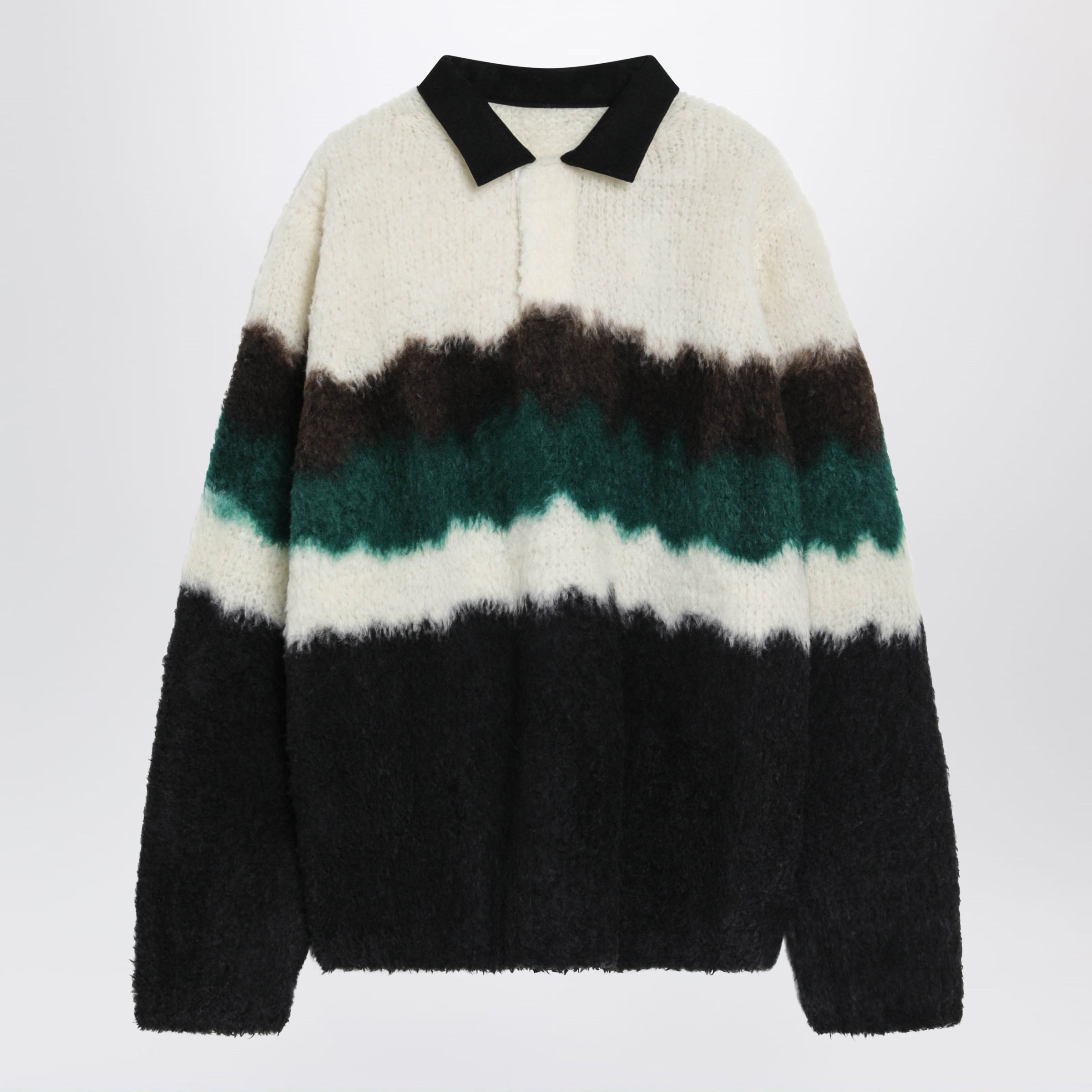 Multicolour Gradient Striped Polo Sweater