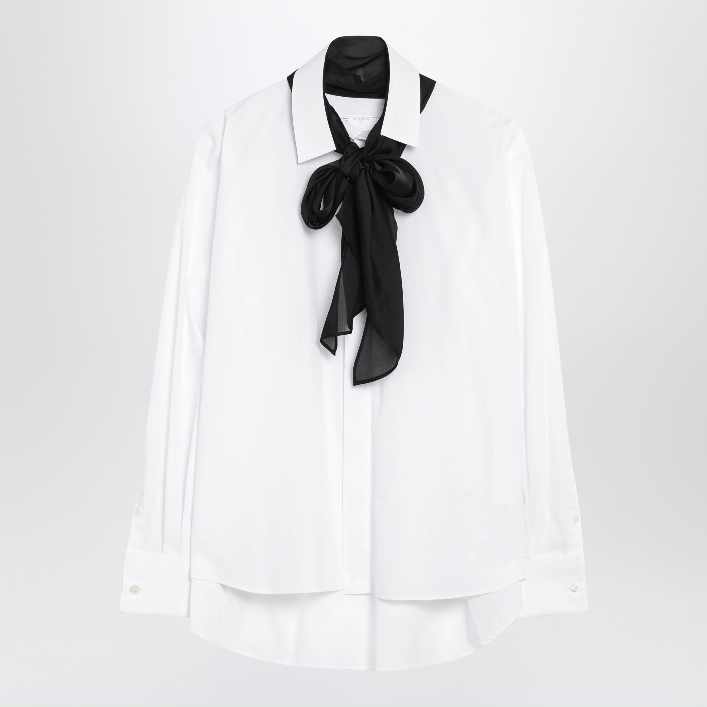 White Shirt With Black Scarf