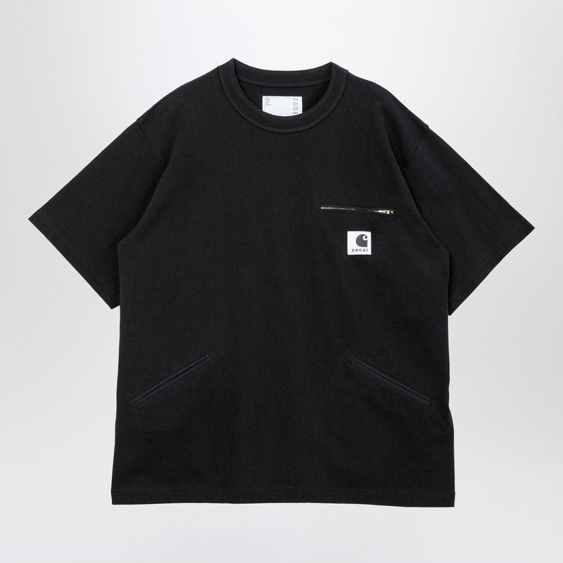 Black Cotton Tshirt With Logo Patch