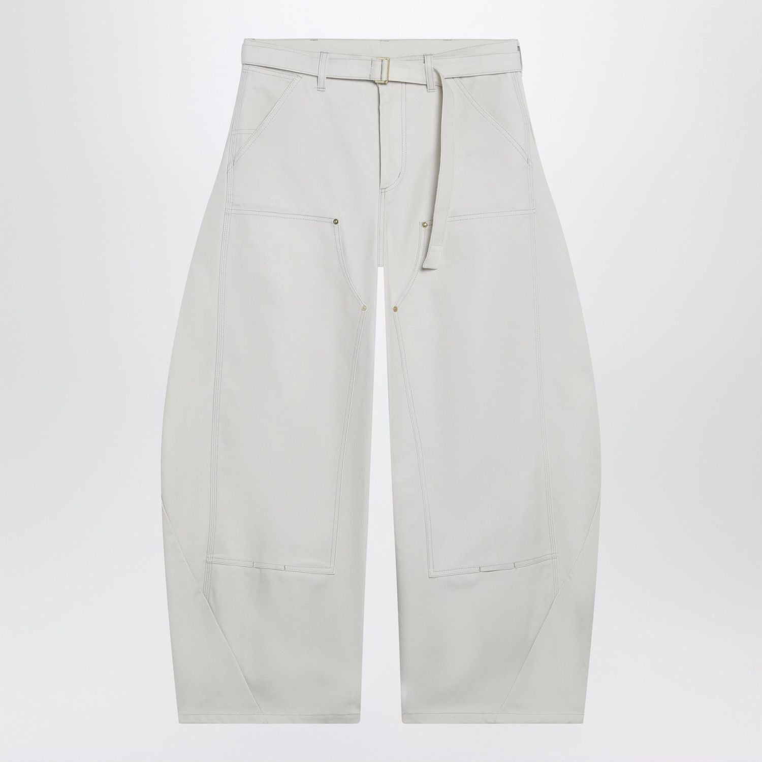 Ivory Rounded Cargo Pants In Cotton