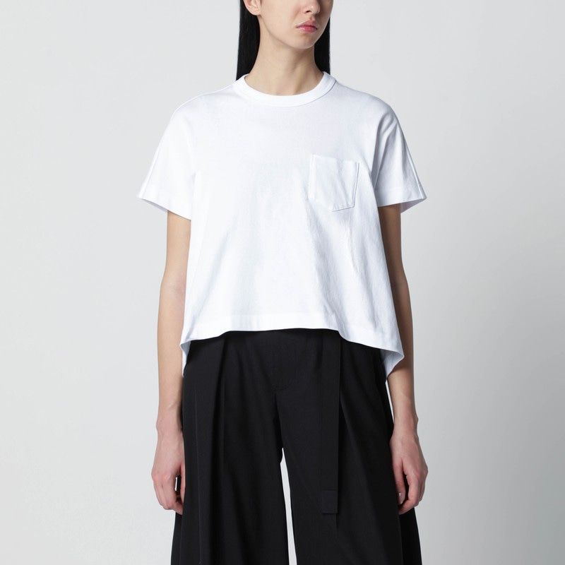 White Cropped Cotton Tshirt