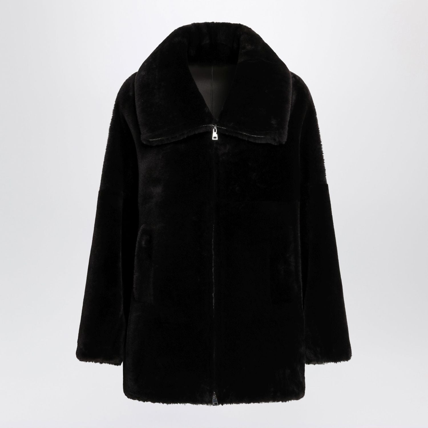 Chocolate Brown Zipup Shearling Jacket