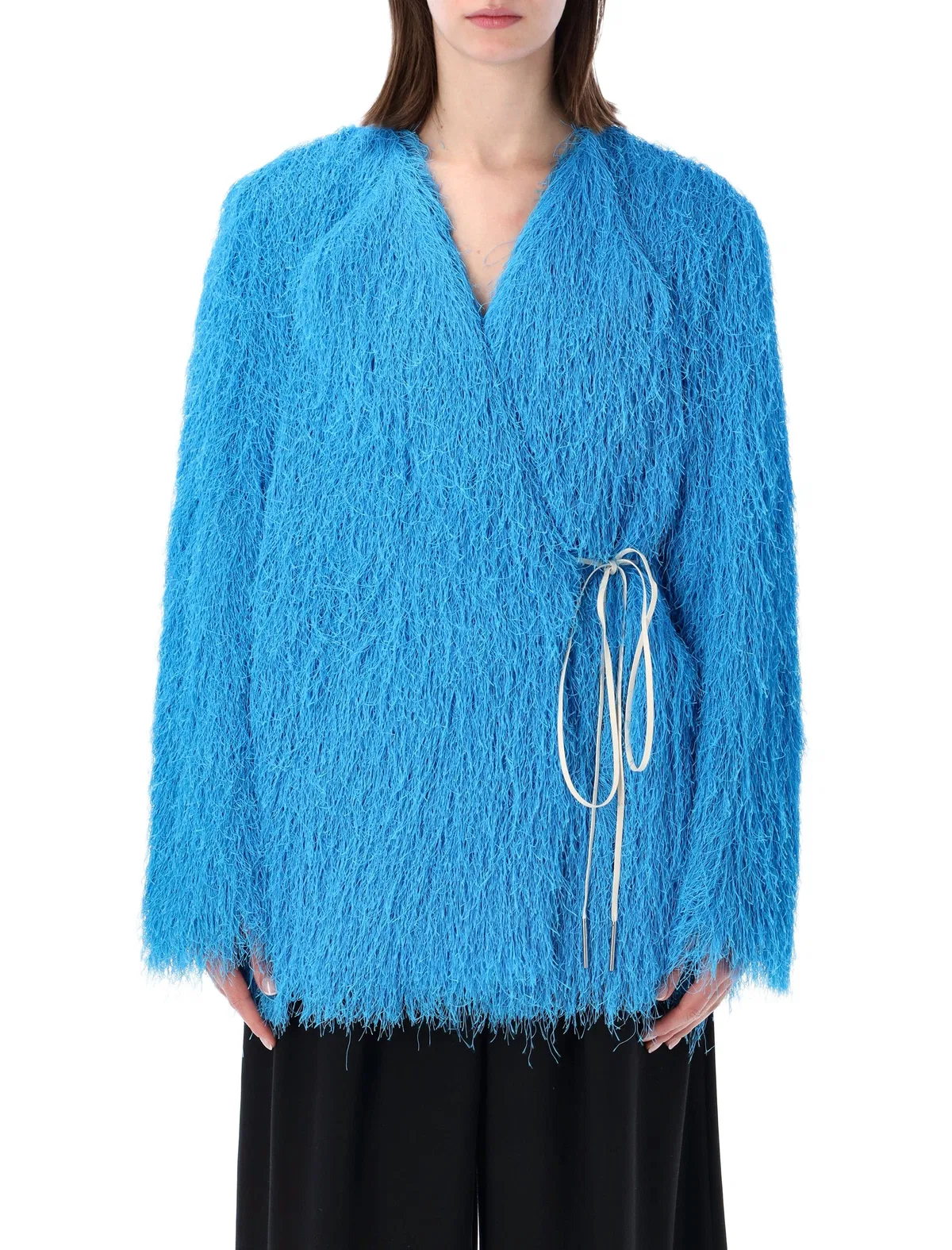 Collarless Fringed Jacket