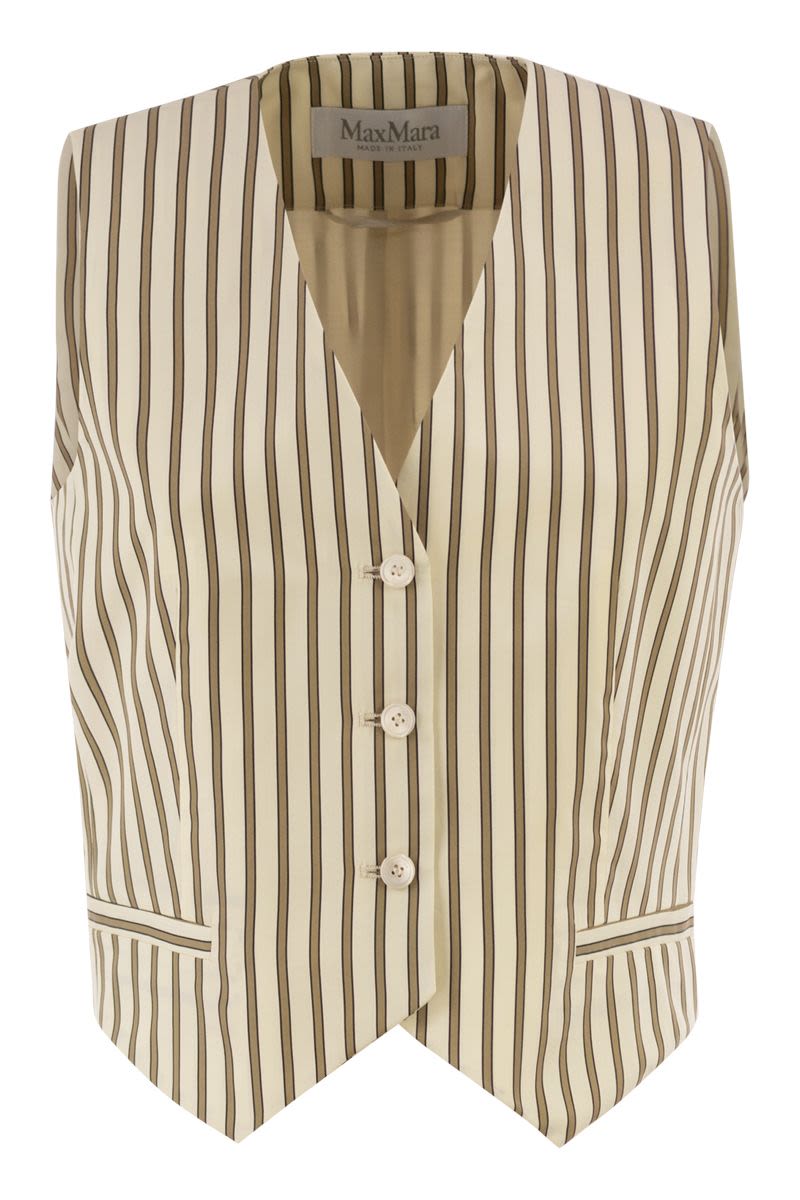 Mxmfauno - Striped Cotton And Silk Canvas Waistcoat