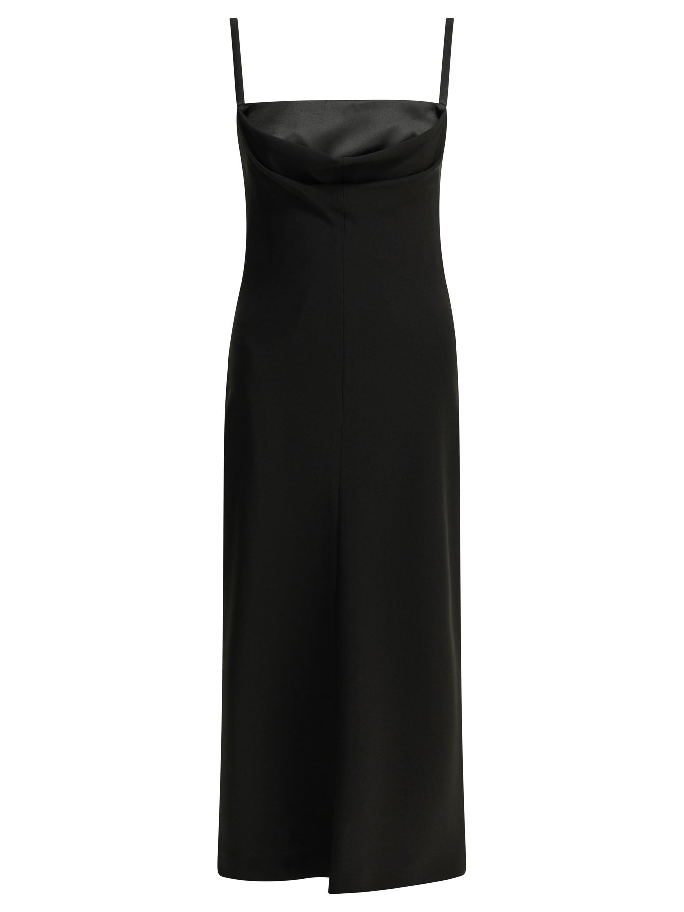 Black Triacetate Polyester Sheath Midi Dress