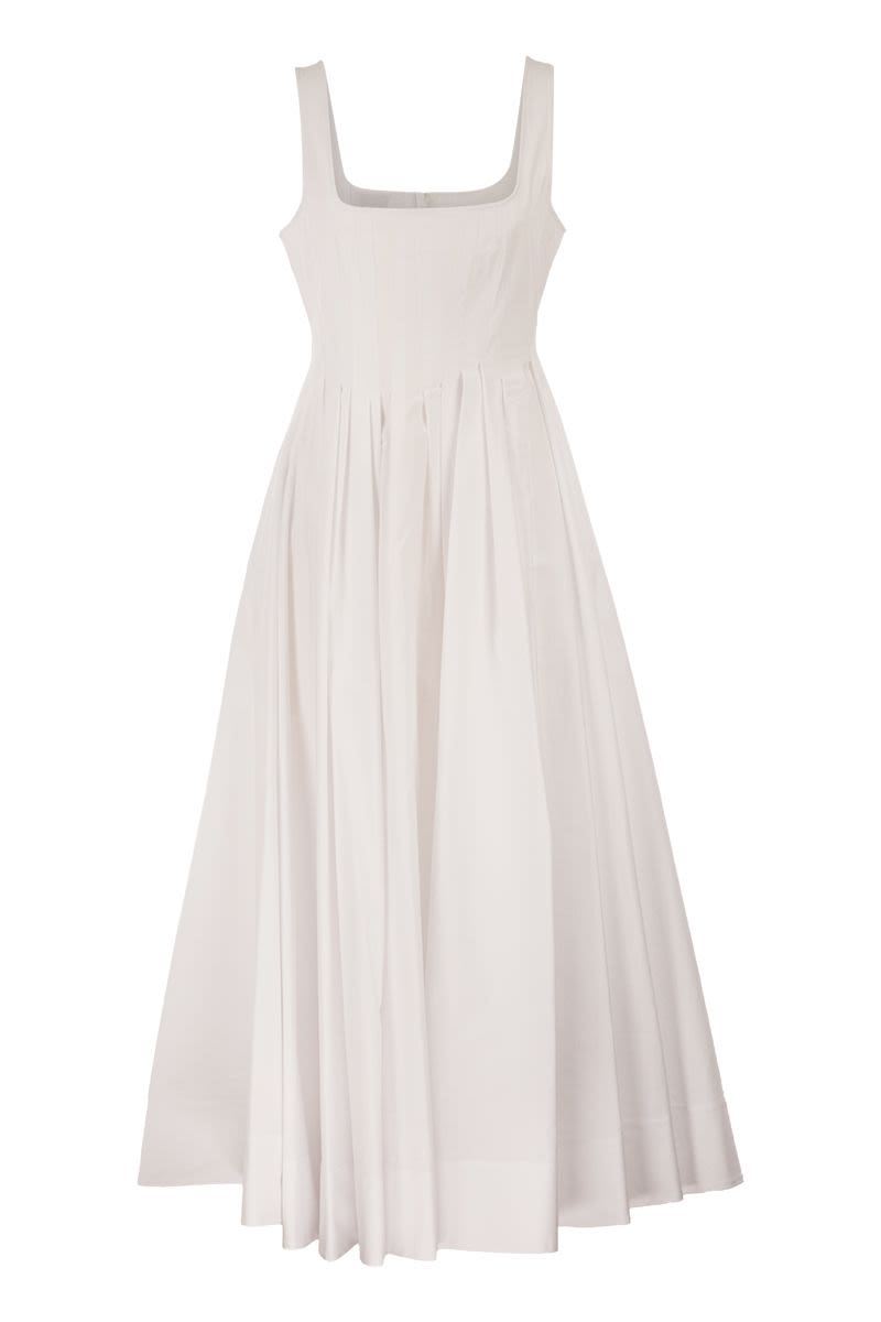 Spxgiro – Structured Cotton Midi Dress With Full Skirt