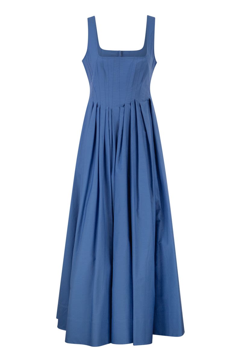 Spxgiro – Structured Cotton Midi Dress With Full Skirt