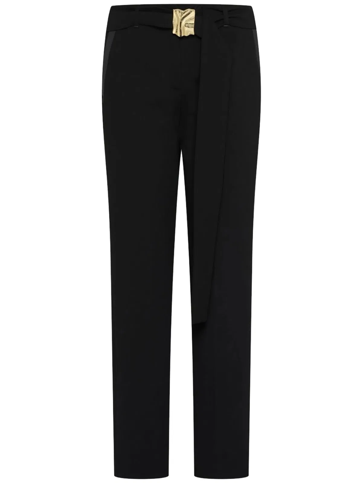 Black Polyester Tailored Pants
