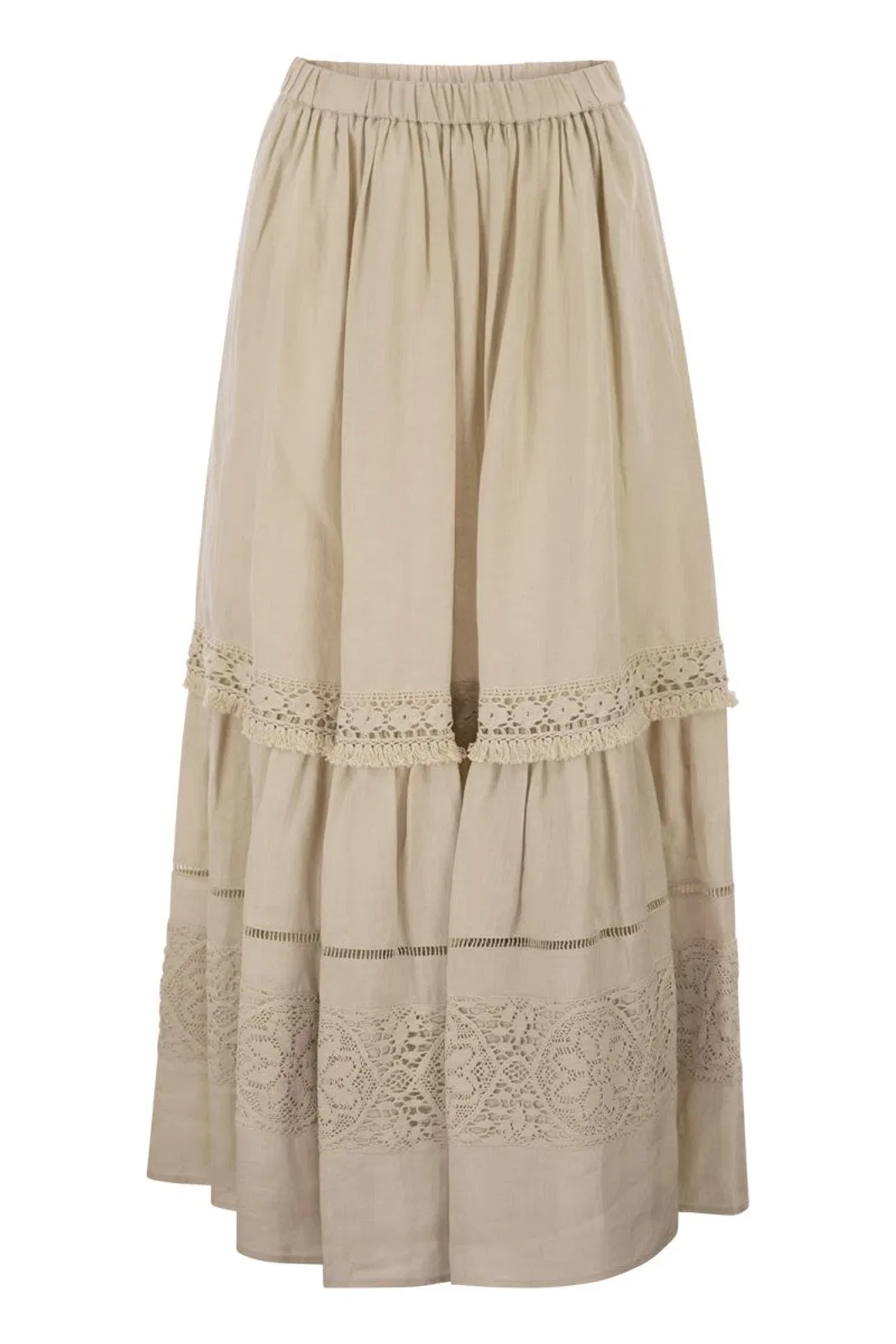 Wkipallore – Long Linen Skirt With Lace Inserts