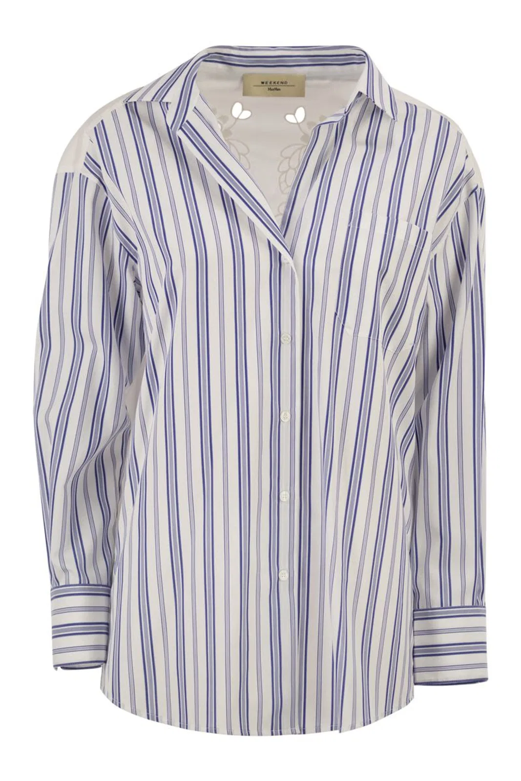 Wkdtessile - Striped Cotton Shirt With Sangallo Lace