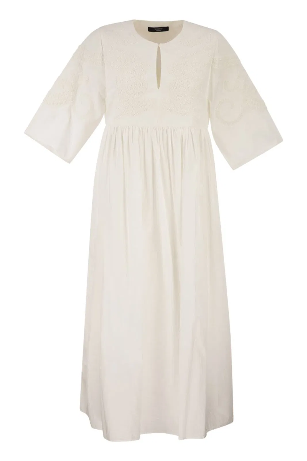 Wkdtilde – Long Cotton Dress With Tone-On-Tone Embroidery