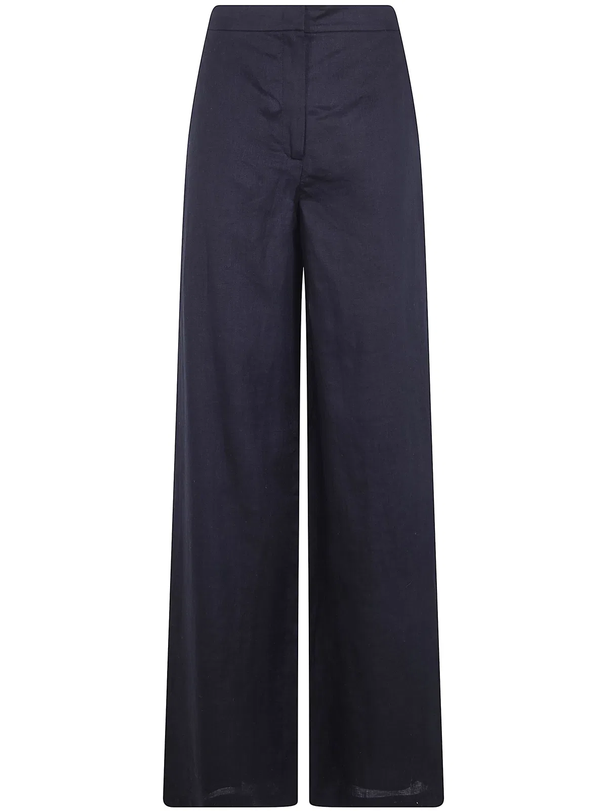 Max Mara Studio "tapioca" Linen Classic Trousers In Black