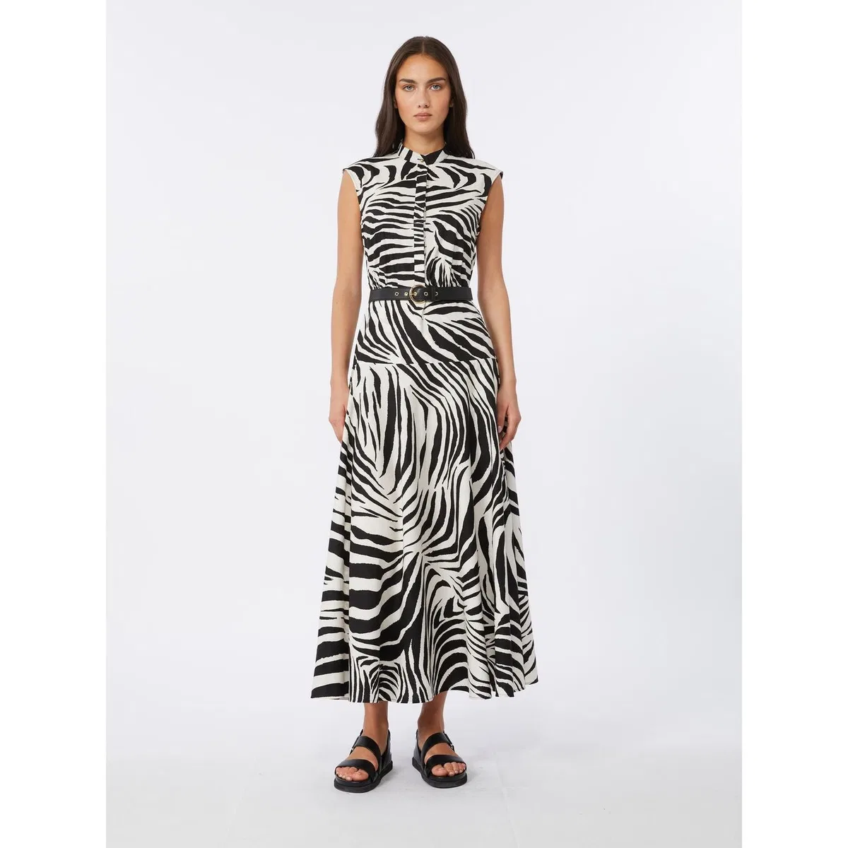 Mstwest - Printed Cotton Shirt Dress With Belt