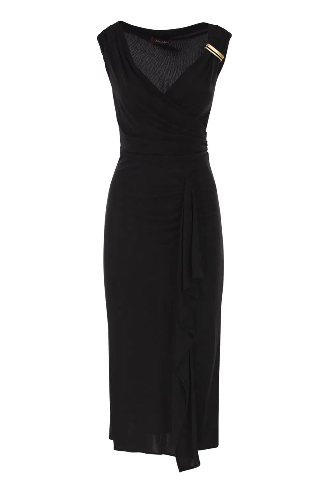 Max Mara Mstaureo - Draped Viscose Midi Dress With Jewel Detail
