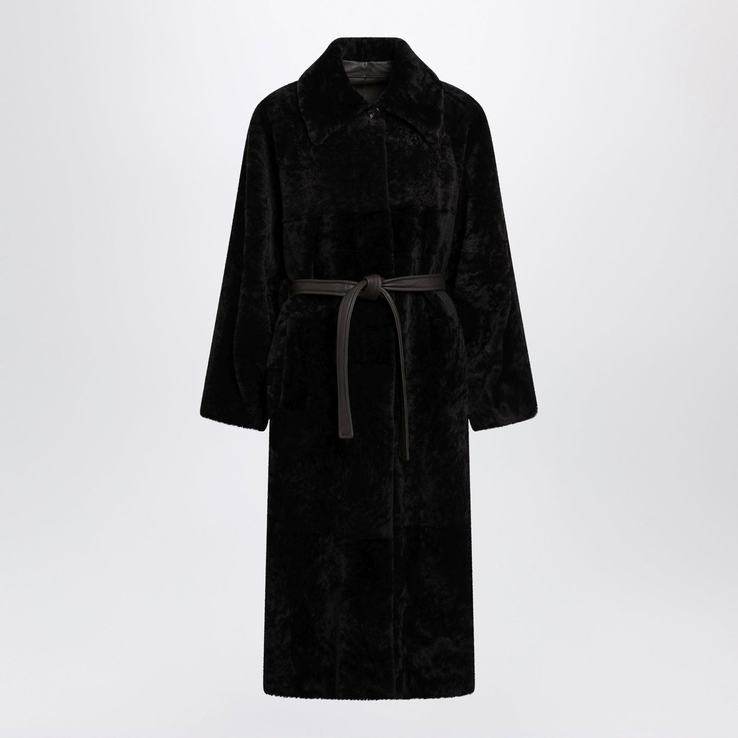 Chocolate Brown Belted Fur Coat