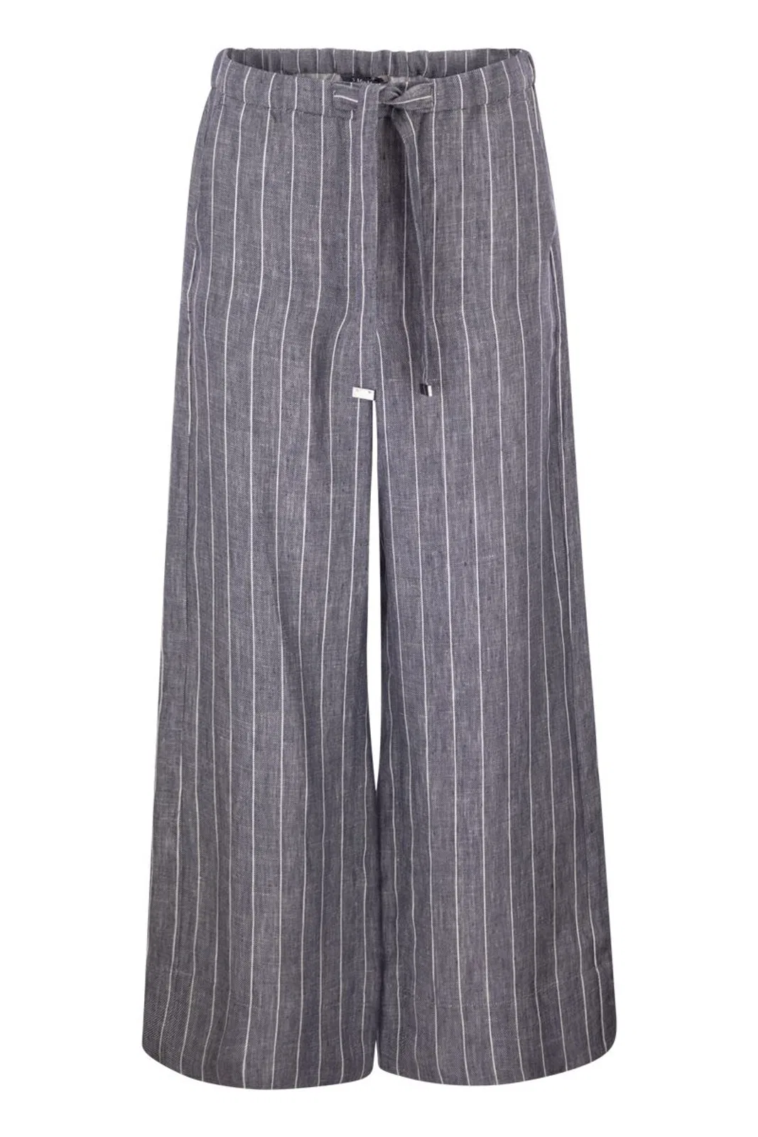 S Max Mara Cresta Linen Denim Trousers With White Stripes