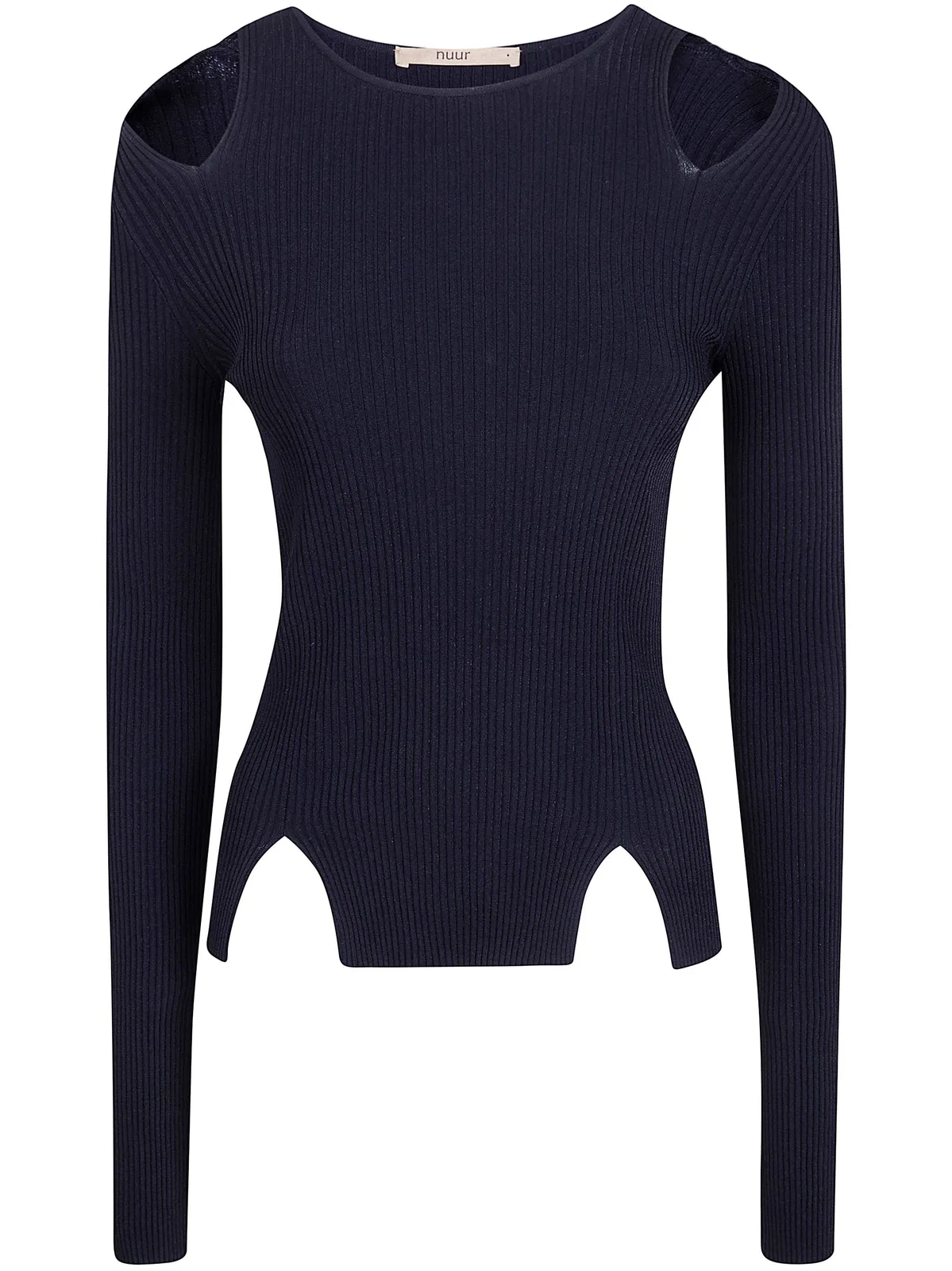 Nuur Cut Out Round Neck Sweater In Black