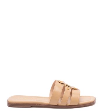 Brown Open Toe Flat Shoes