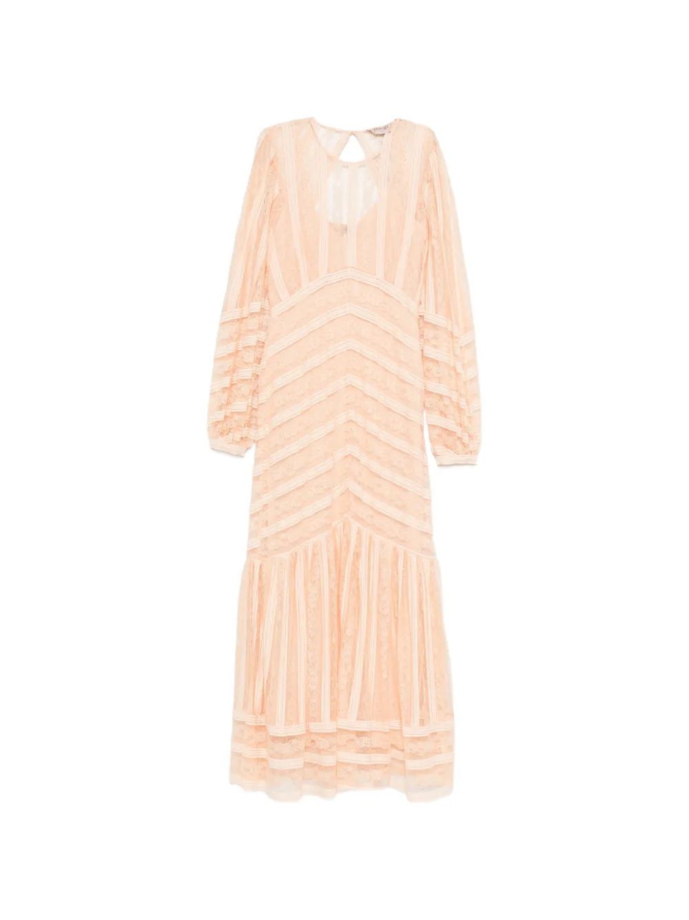 Twinset Lace Striped Midi Dress