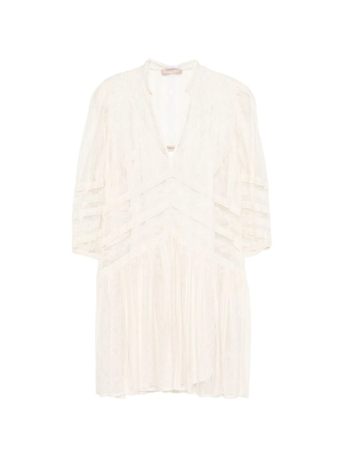 Twinset Twin-set Mother Of Pearl Silk Dress In Madreperla