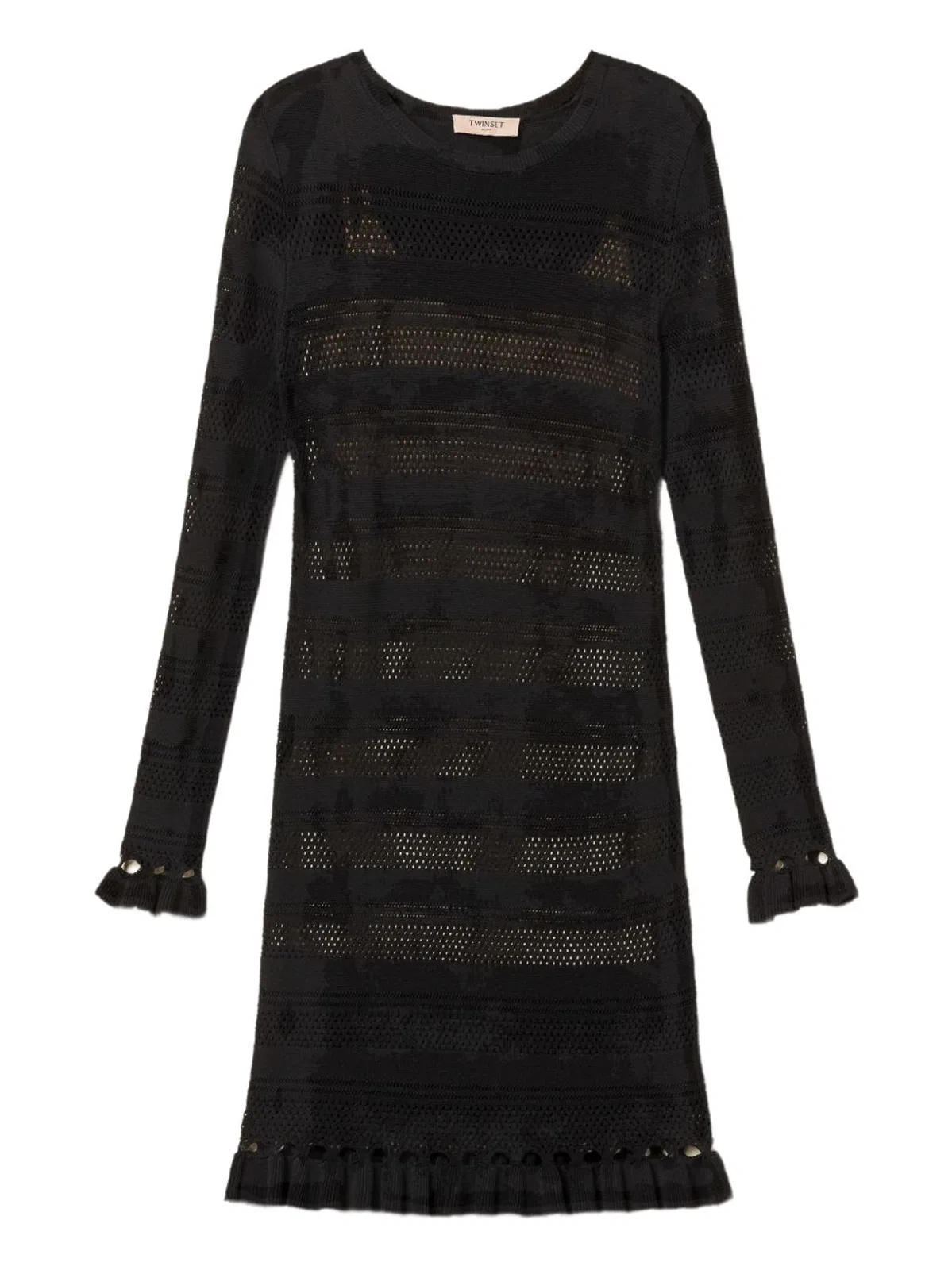 Twinset Twin-set Black Horizontal Stripe Knit Dress