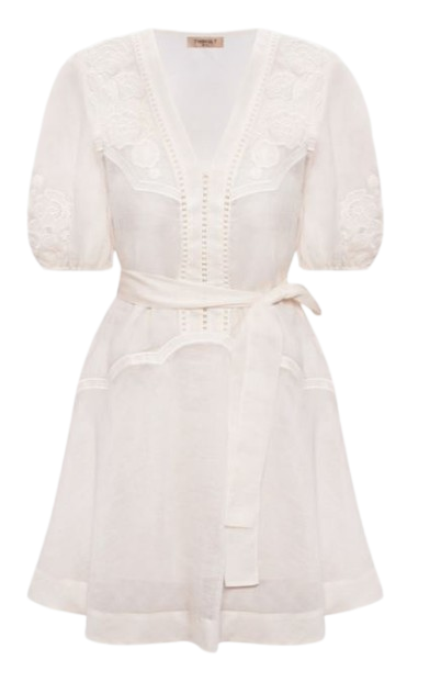Off White Floral Embroidery Dress