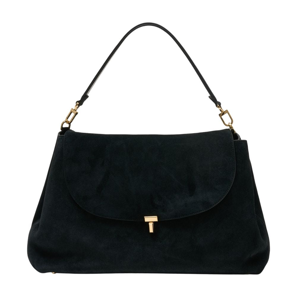 T-Lock Satchel Shoulder Bag - - Leather - Black