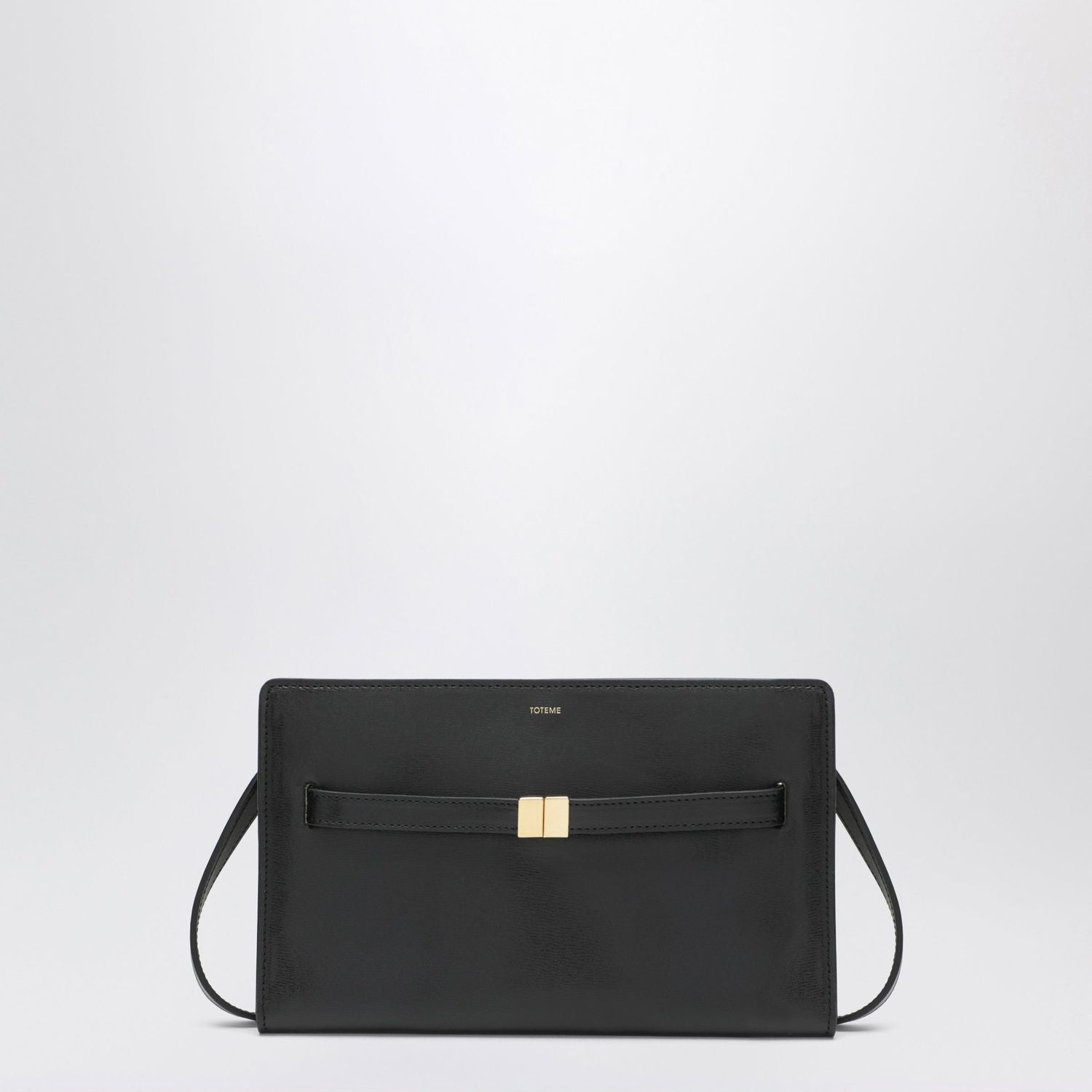Crossbody Bag With Belt Detail In Black Pebbled Leather