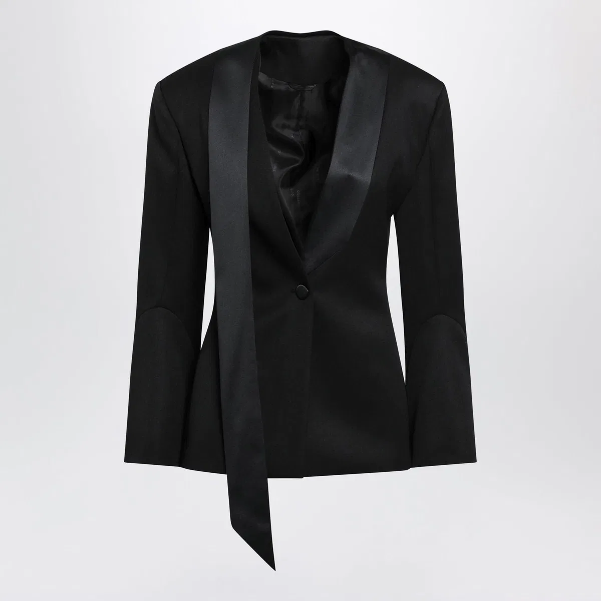 Black Virgin Wool Tuxedo Jacket With Satin Lapels