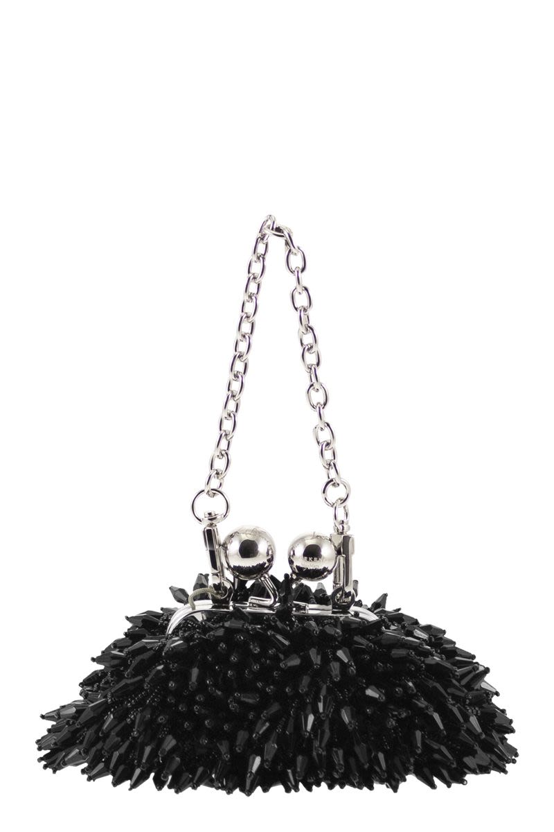 Wkaalfio - Beaded Jewel Clutch With Chain Strap