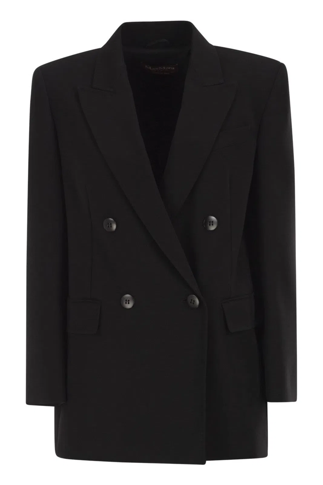 Max Mara Studio Mstbaobab Double-breasted Cady Jacket In Nero