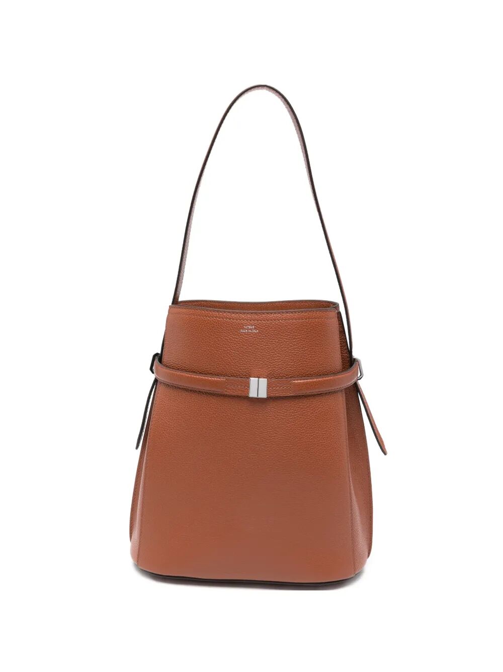 "Belted" Leather Bucket Bag
