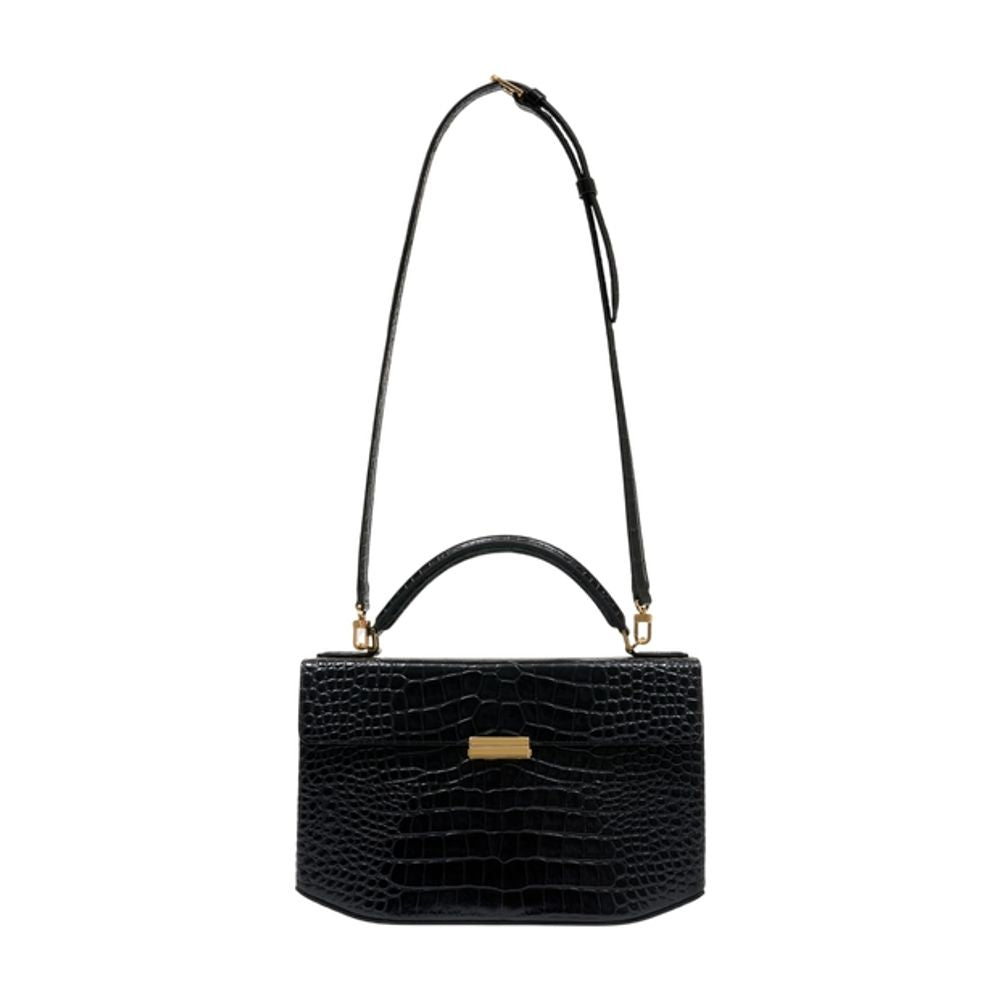 Box Top Handle Purse -  - Leather - Black