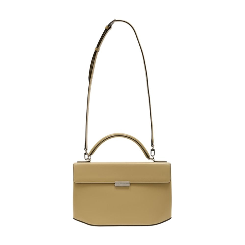 Box Top Handle Purse -  - Leather - Beige