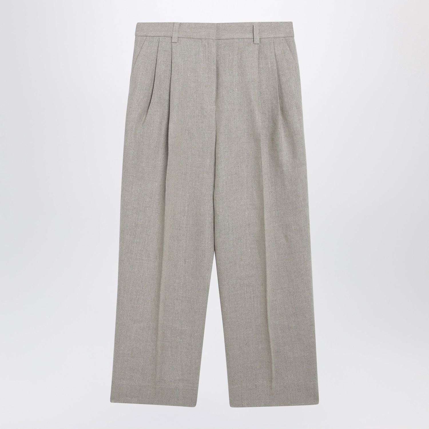 Beige Highwaisted Linen Shorts