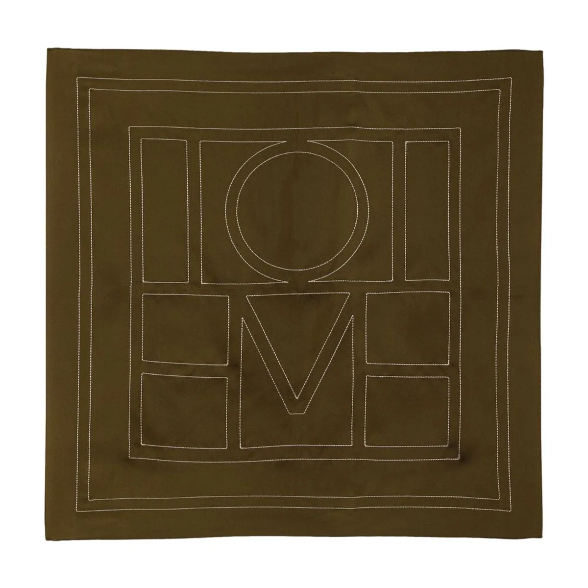 Embroidered Monogram Scarf -  - Silk - Brown