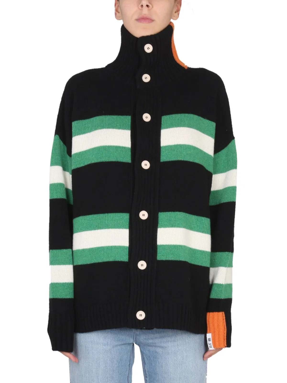 Right For Turtleneck Cardigan In Multicolor