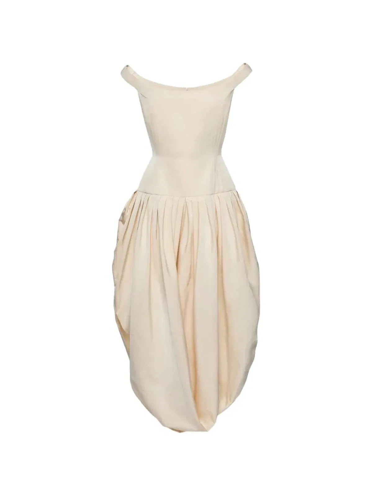 Off-Shoulder Bubble-Skirt Draped Dress