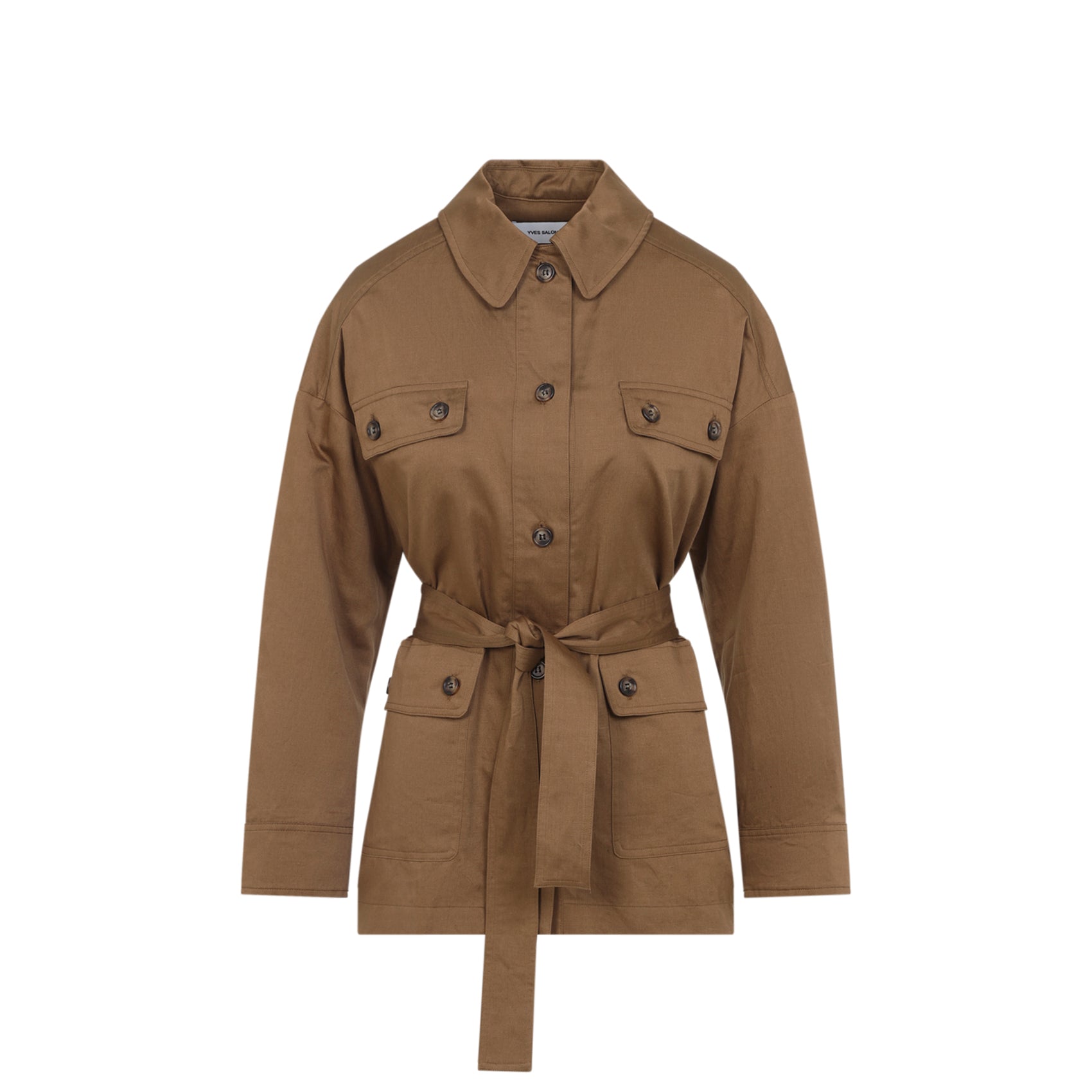 Viennos Brown Cotton Shirt Jacket
