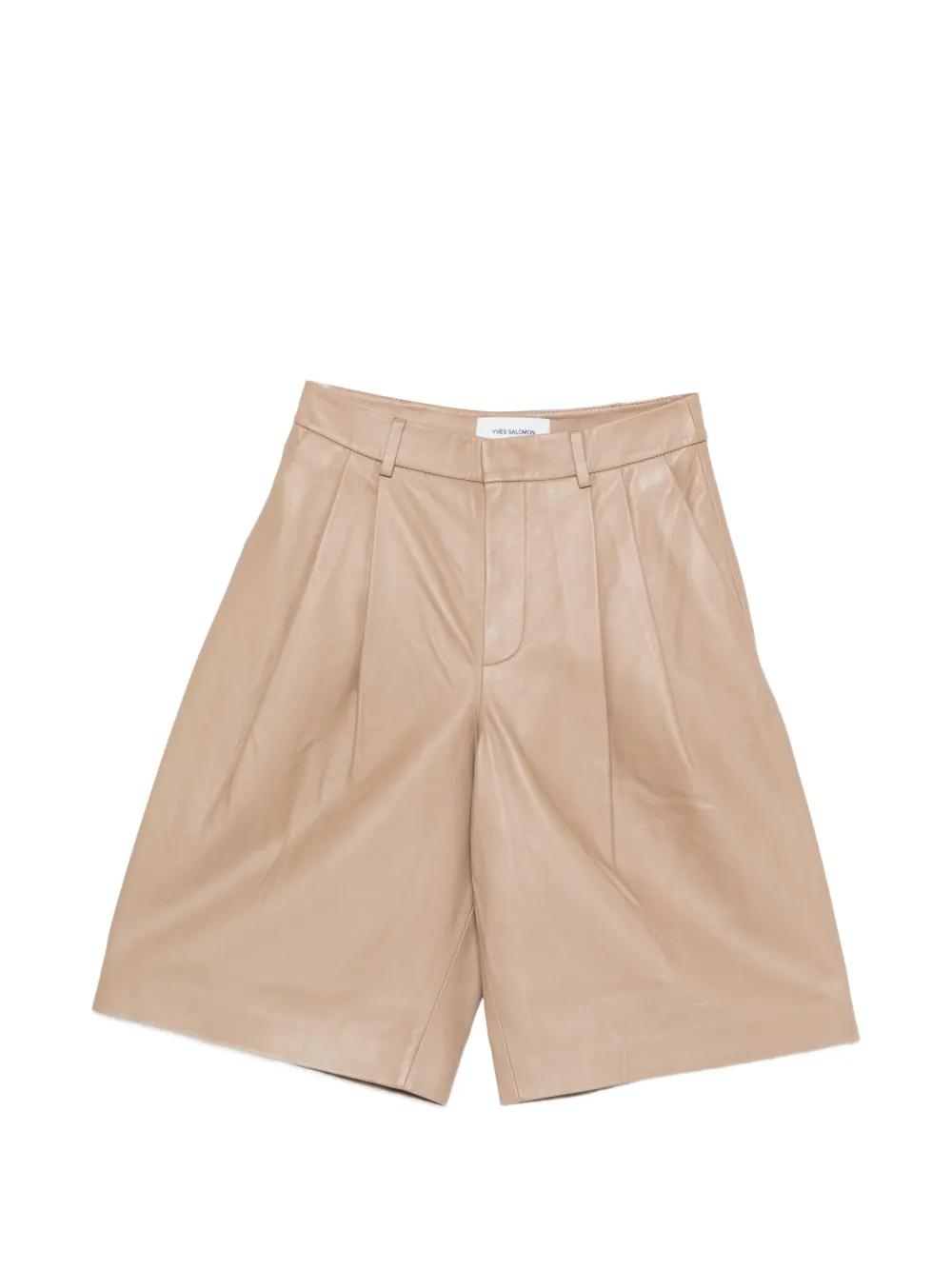 Pleated Leather Shorts