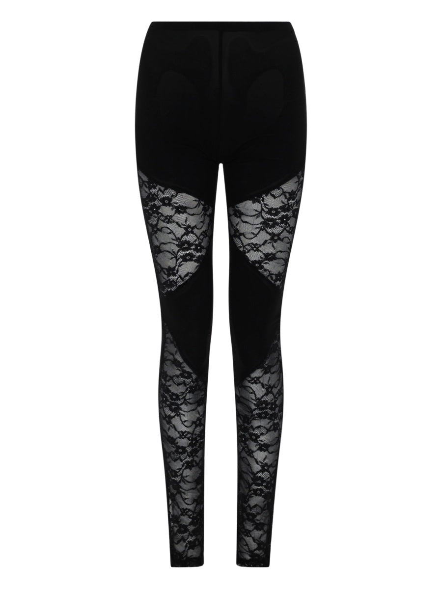 Patchwork Leggings With Lace Inserts