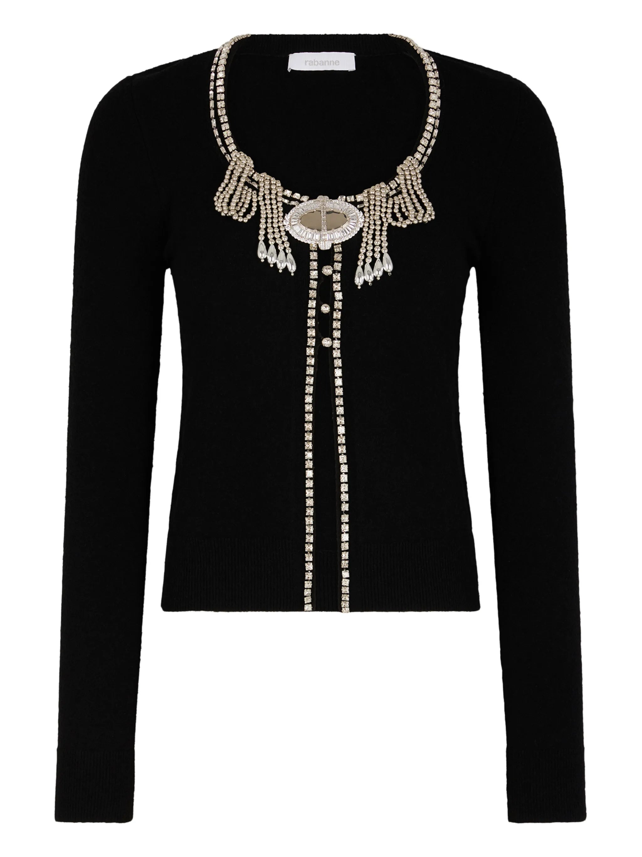 Black Viscose Polyamide Sweater Cardigan