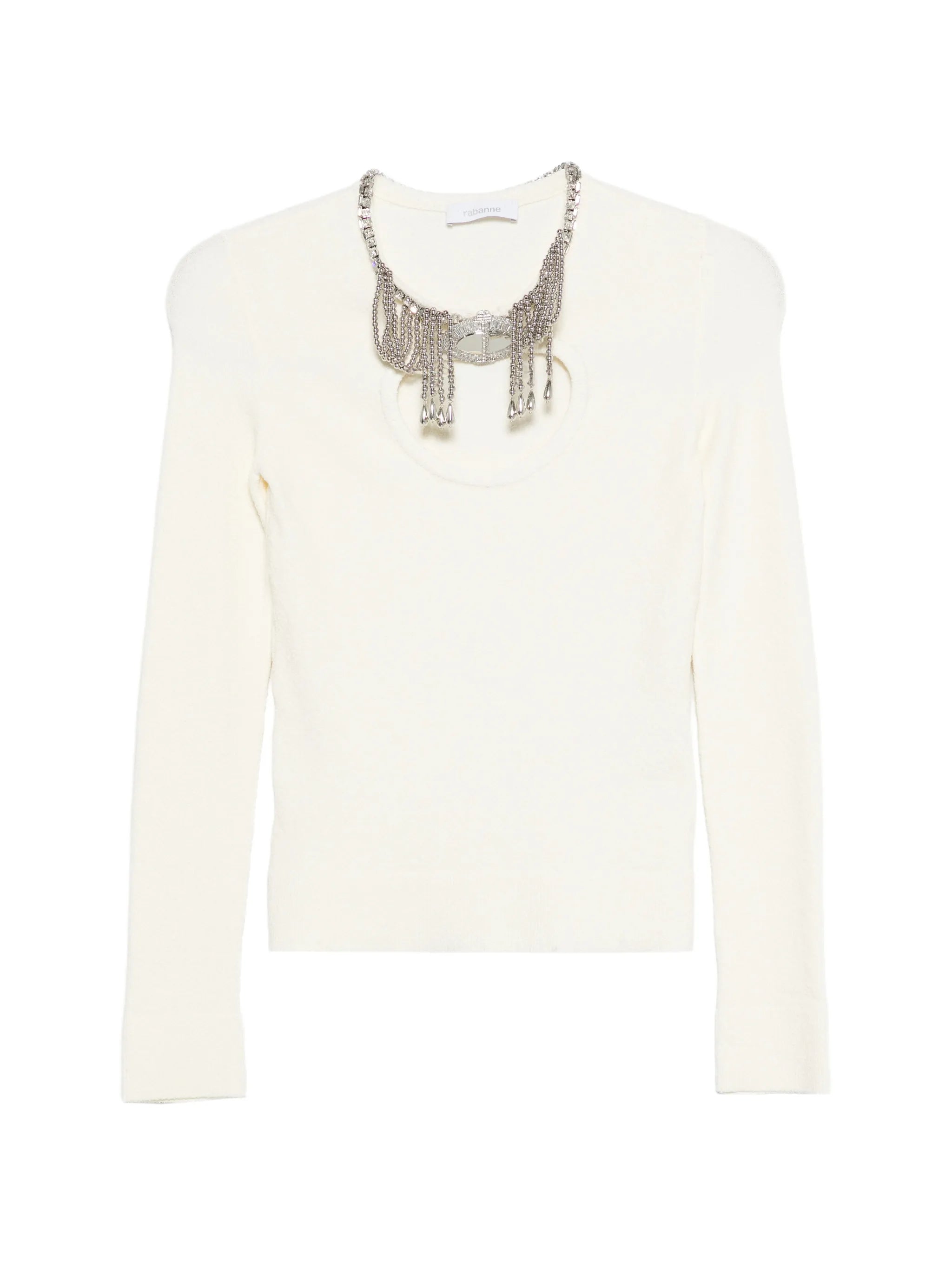 Cream Viscose Polyamide Sweater Cardigan