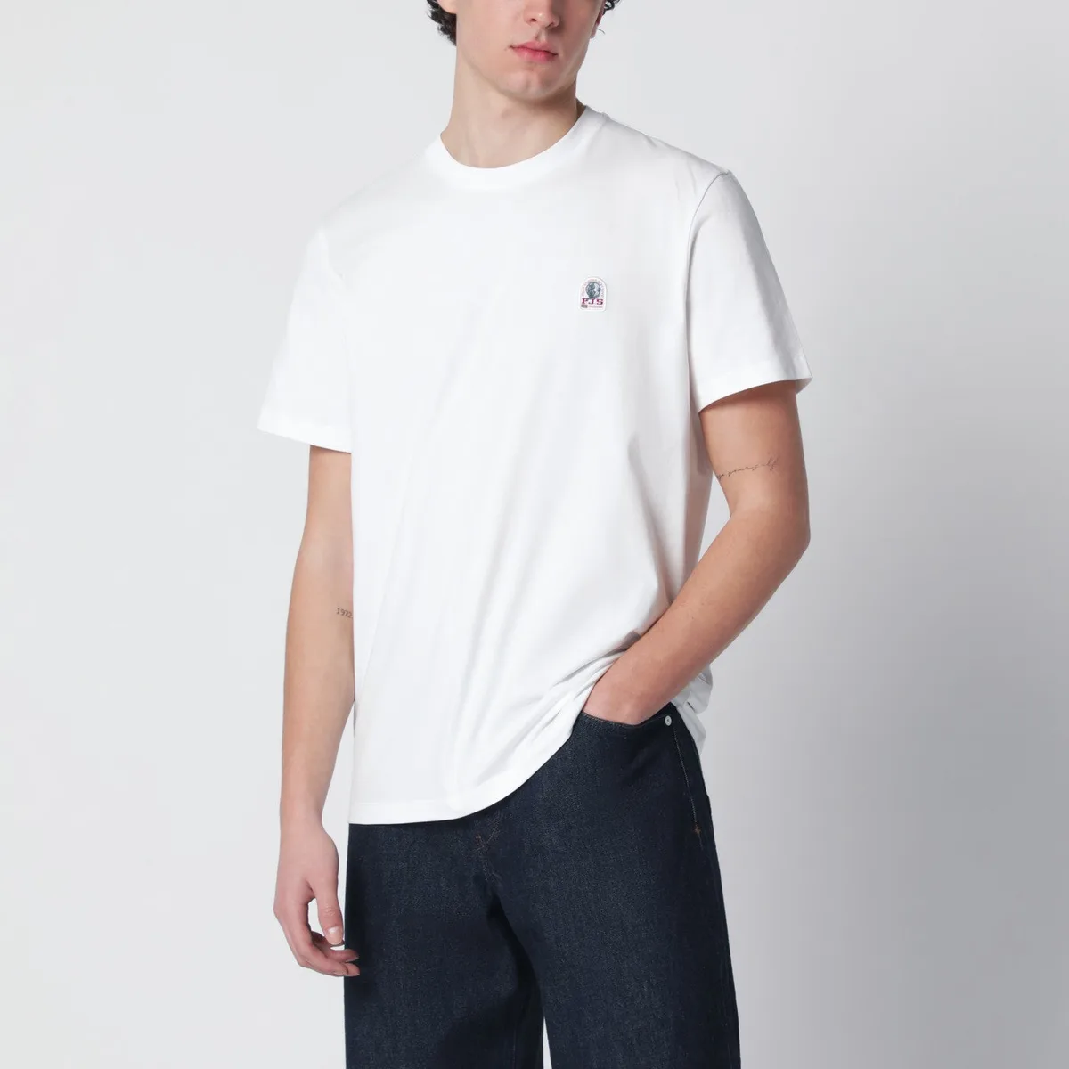White Regular-Fit T-Shirt With Logo Patch