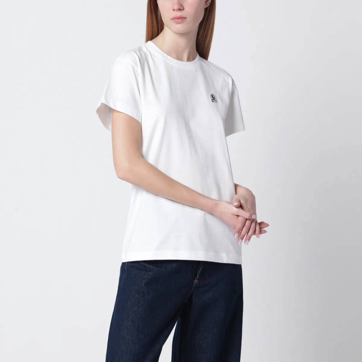 White Cotton T-Shirt With Logo Patch